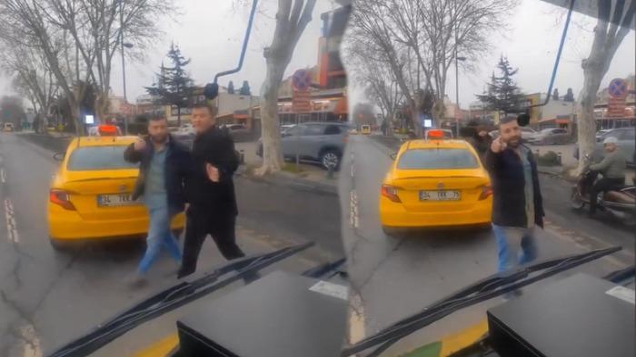 İstanbul’da yol verme kavgası büyüdü! Taksi şoförü IETT otobüsünün önünü kesti, otobüsteki yolcu “Polisim, seni alırım” diye tehdit edince işin rengi değişti